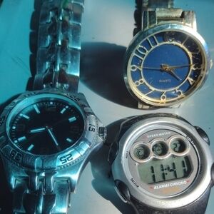 Silver and Black Digital Watch Trio